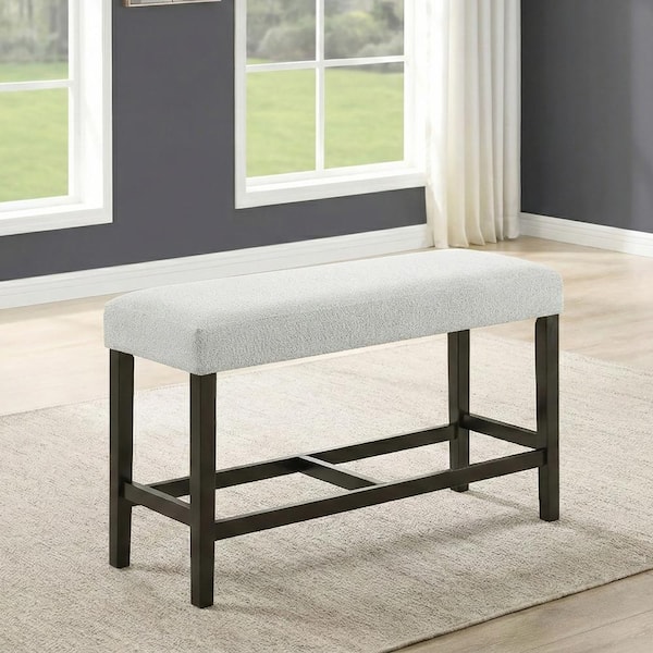 New Classic Furniture Carissa Counter Bench with Upholstered Seat in Stone