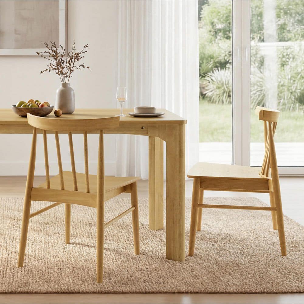 Spruce & Spring Quinn Oak Rubber Wood Seat Wooden Spindle Windsor