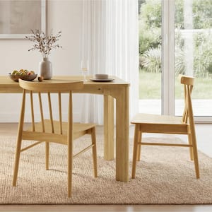 Quinn Oak Rubber Wood Seat Wooden Spindle Windsor Dining Chair Set of 2