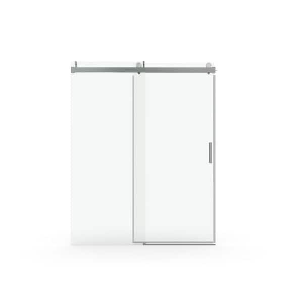 ANGELES HOME 60 in. W x 76 in. H Single Sliding Frameless Soft-Closing Shower Door in Chrome with 1/4 in. (6mm) Tempered Clear Glass