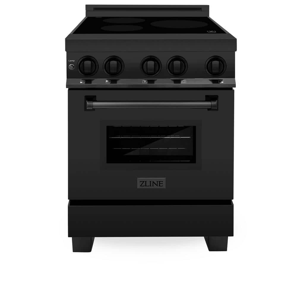 ZLINE Kitchen and Bath 24 in. Freestanding Electric Range 3 Element Induction Cooktop in Black Stainless Steel