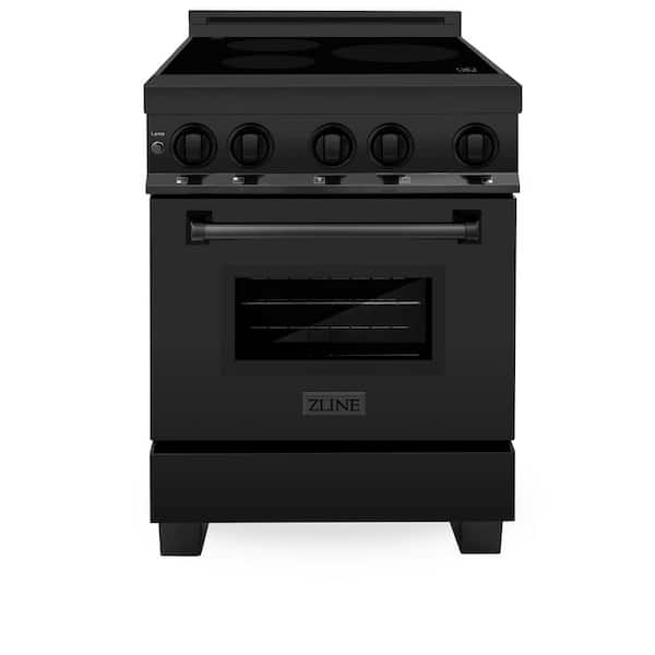 ZLINE Kitchen and Bath 24 in. Freestanding Electric Range 3 Element Induction Cooktop in Black Stainless Steel