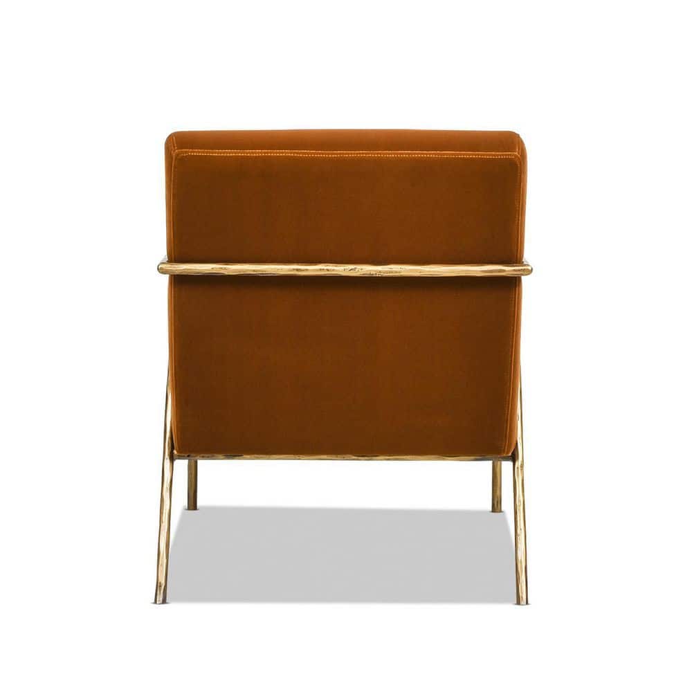 Aerin Hammered Brass and Burnt Orange Velvet Accent Chair