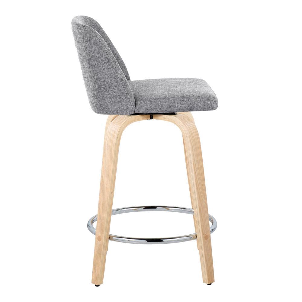 Toriano Gray Swivel Wood and Metal Counter Stool Set