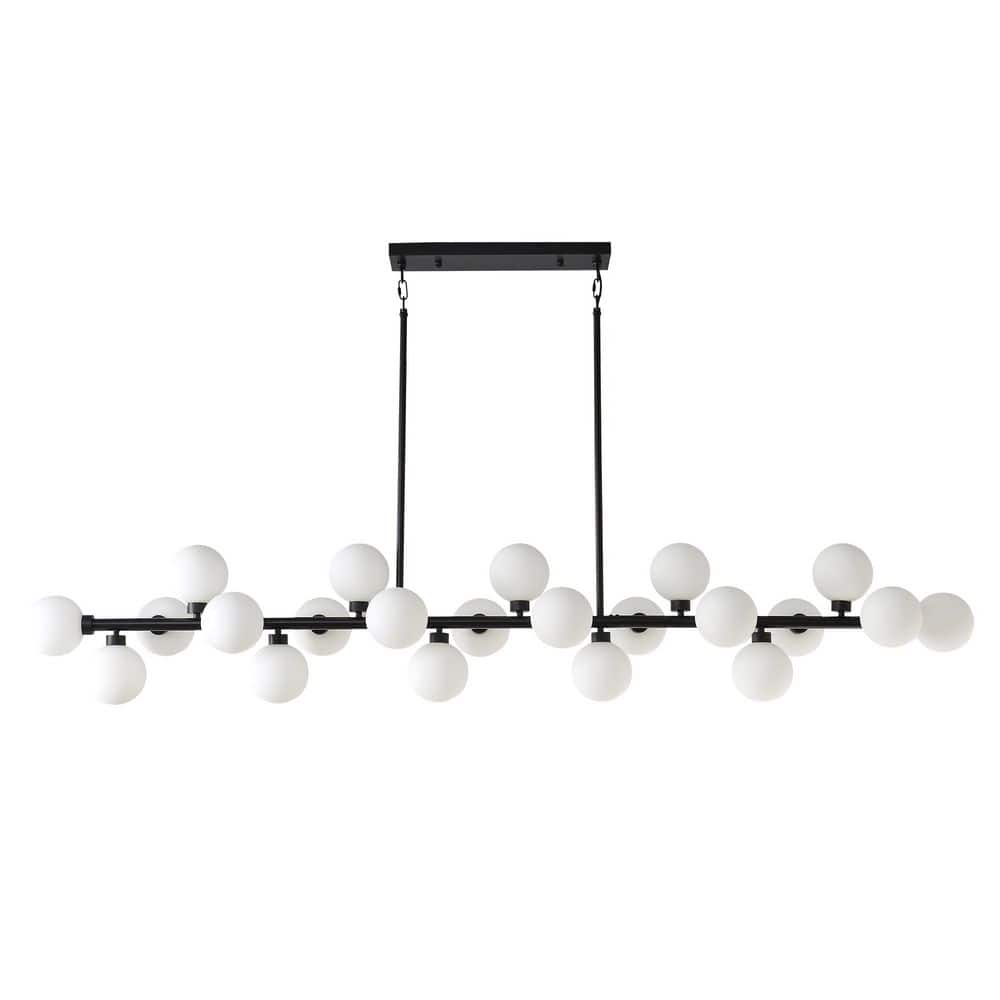 Home Lighting 22-Lights Black Modern Farmhouse Chandeliers with Opal Glass Shade Over Table for Dining Kitchen Island price history on PriceWatchPro