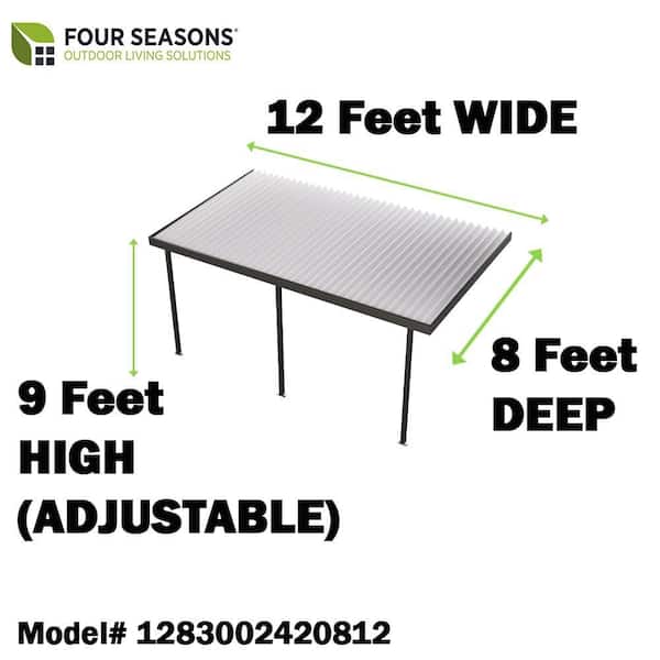 12 ft. x 8 ft. Dark Bronze Aluminum Frame White Roof Carport, 30 lbs. Snow Load