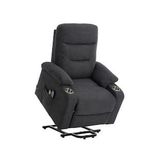 Gray Power Lift Recliner Chair with 8 Massage Points Function and Cup Holder