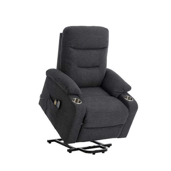Boyel Living Gray Power Lift Recliner Chair with 8 Massage Points Function and Cup Holder