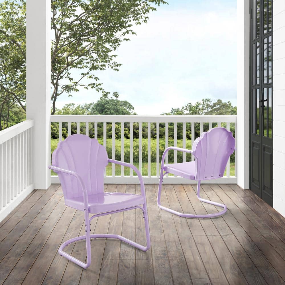 Lavender Retro Scalloped Steel Outdoor Chair Set