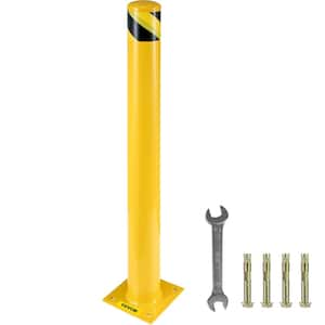 Safety Bollard Post 36 in. H x 5.5 in. D Safety Barrier Bollard Yellow Powder Coat Pipe Steel Safety Bollard