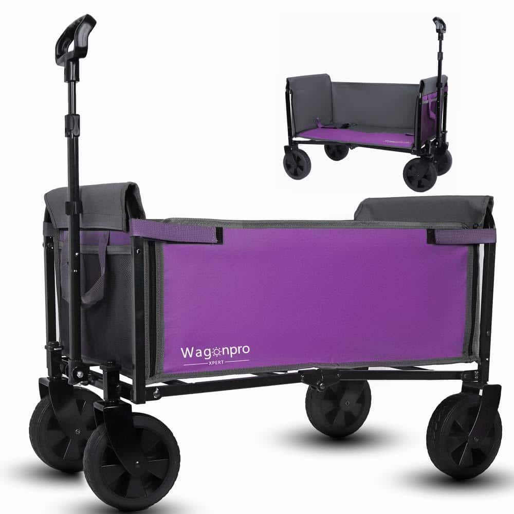 【OUTLET】SOLID MINIFAT 5.6 Purple 2.9 cu. ft. Purple Steel Garden Cart Folding Grocery Wagon Cart