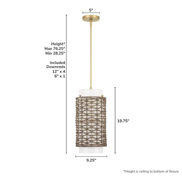Hunter Hunter Laila 1 Light Luxe Gold Cylinder Pendant Lighting