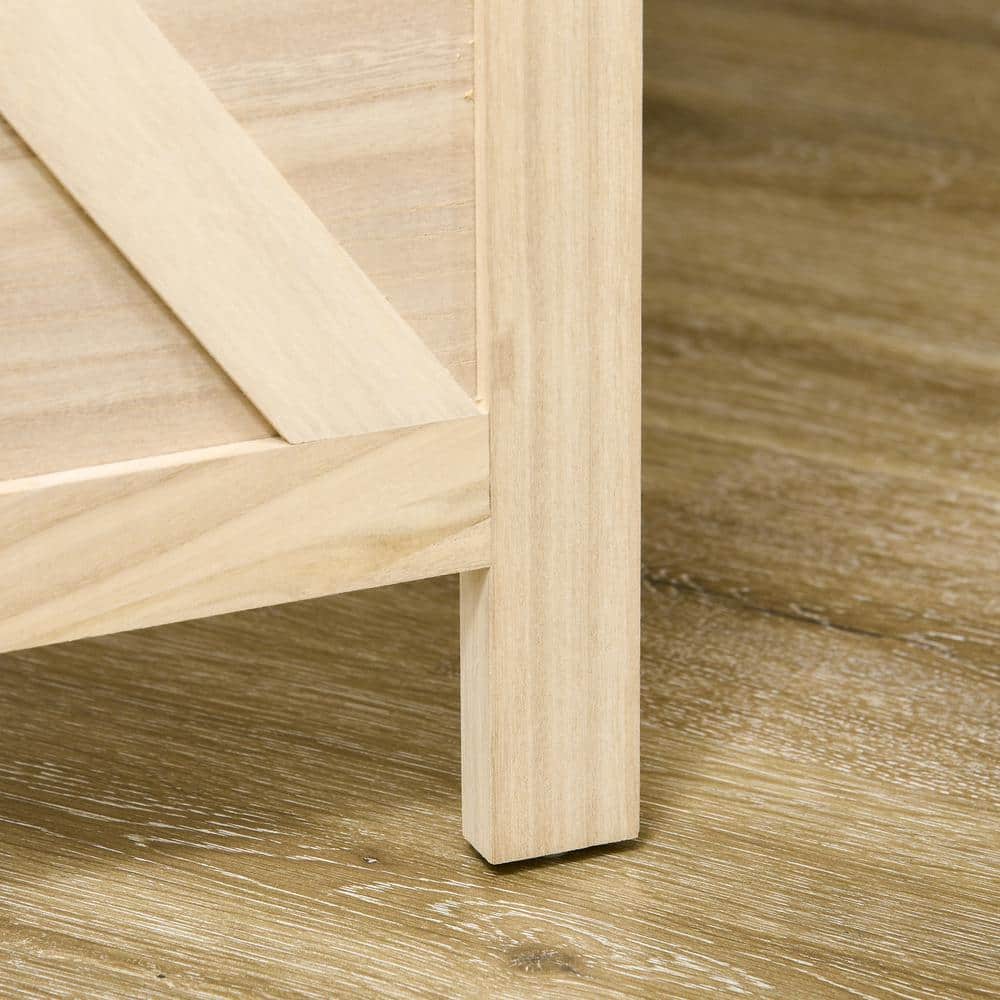 Natural Wood Folding 3-Panel Room Divider with Pegboard Display