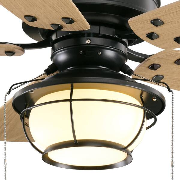 Hampton Bay Ceiling Fan Light Kit Roanoke LED Indoor Outdoor Natural Iron 48 in. 