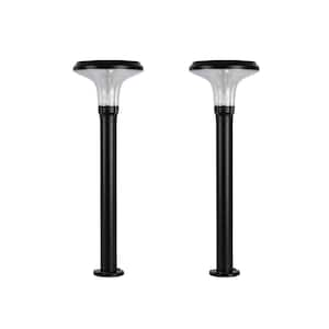 Vantage Solar Commercial Graded Black Outdoor Waterproof Solar Warm White LED Pathway Bollard Light - 2 Pack