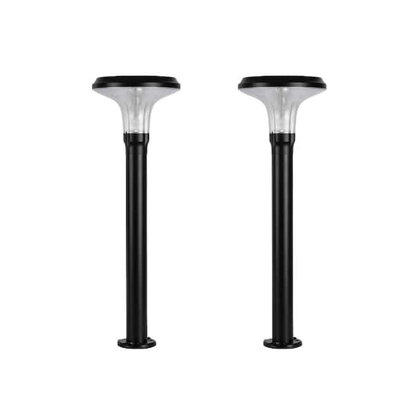 Vantage Solar Commercial Graded Black Outdoor Waterproof Solar Warm White LED Pathway Bollard Light - 2 Pack