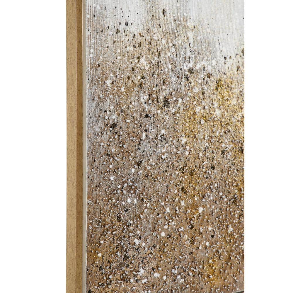Gold and White Glitter Acrylic Abstract Framed Wall Art Set