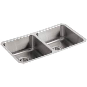 Undertone Undermount Stainless Steel 32 in. Double Bowl Kitchen Sink