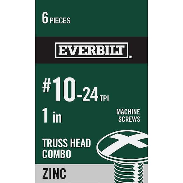Everbilt #10-24 x 1 in. Zinc Plated Combo Truss Head Machine Screw (6-Pack)