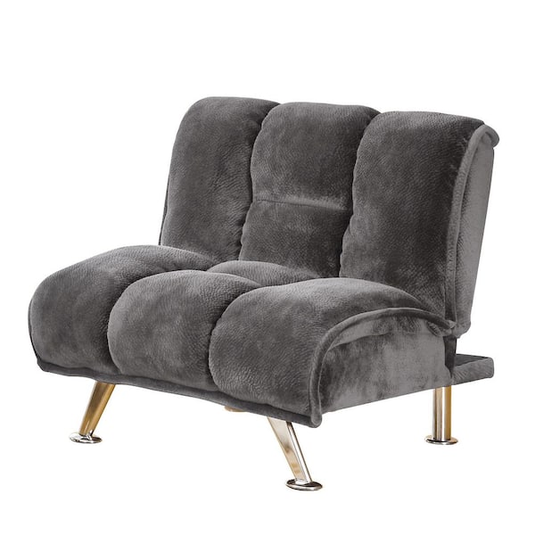 Benjara Gray Convertible Fabric Side Chair with Tufted Design and Metal Legs