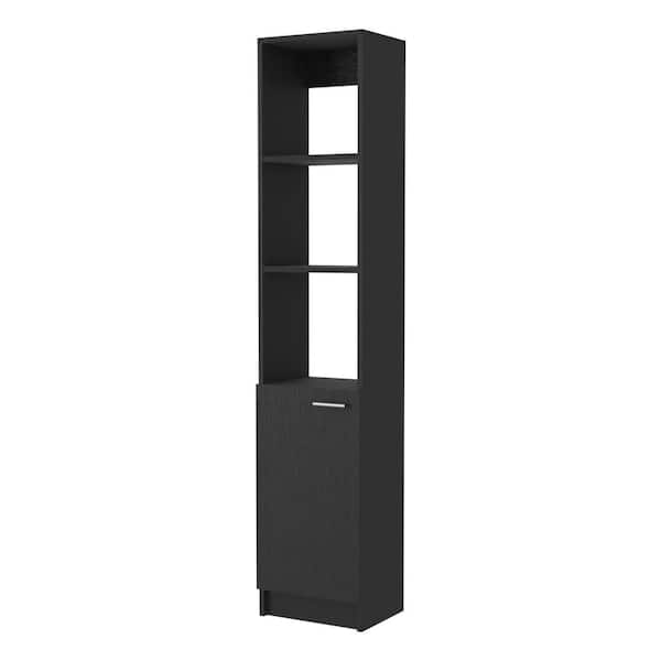 Anky 13.03 in. W x 10.4 in. D x 63.8 in. H Black MDF Freestanding Linen Cabinet with Three Shelves, One Cabinet