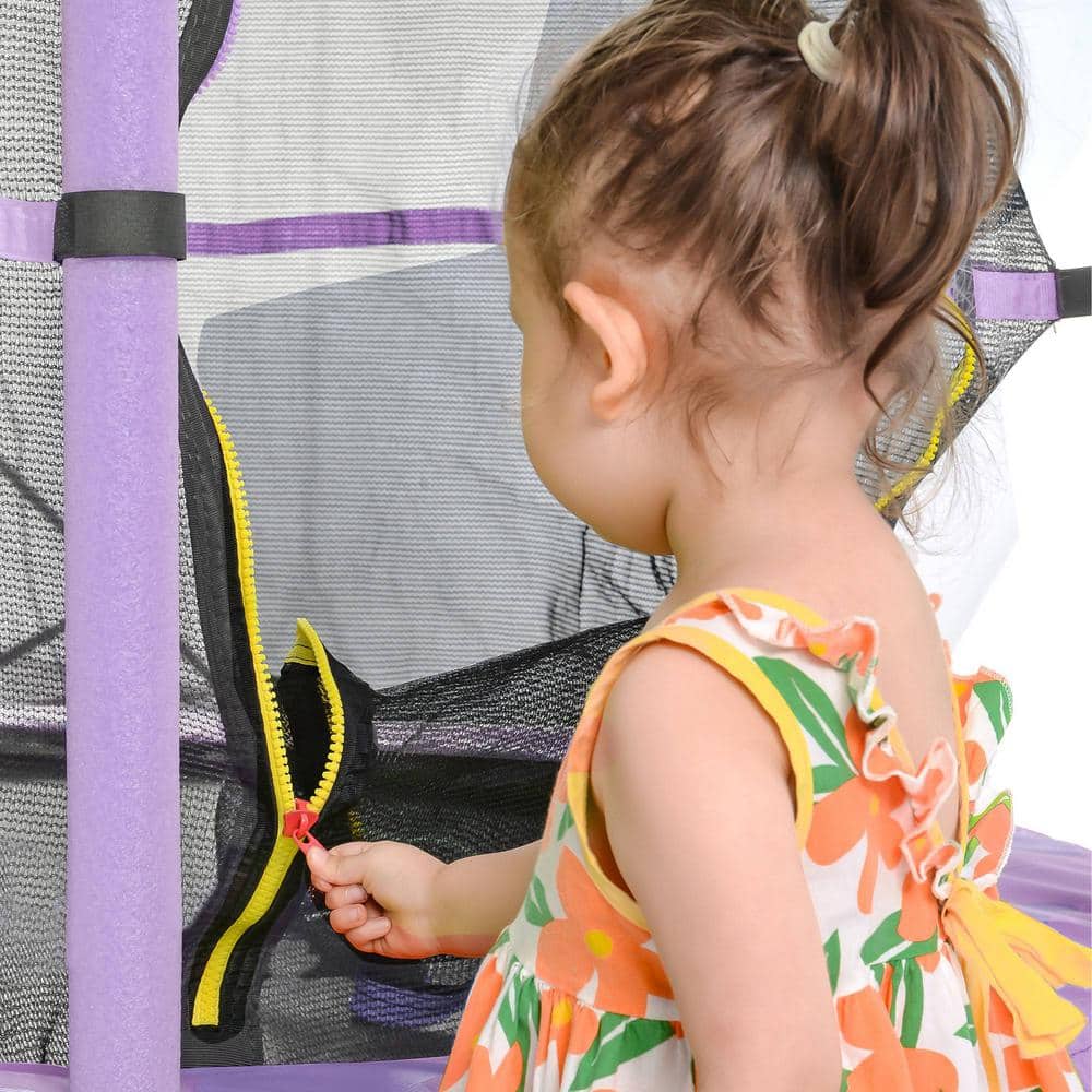 4.5 ft Purple Kids' Trampoline with Safety Enclosure