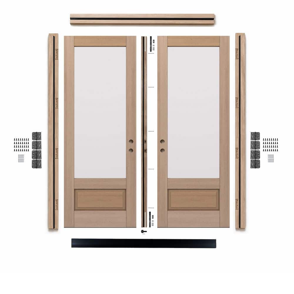 G7501 36 in. x 96 in. Left Inswing Mahogany Wood 1-Lite Clear Glass Double Front Door Kit with Quick Assemble Jamb price history on PriceWatchPro
