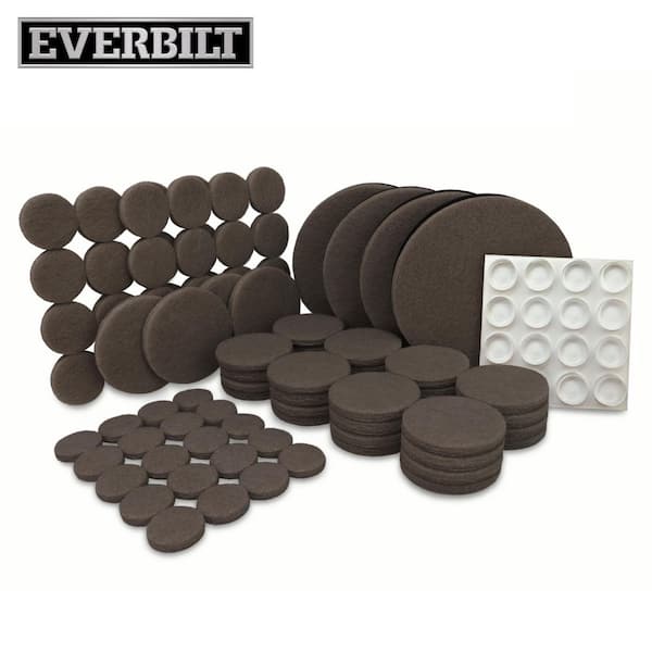 Assorted Brown Self Adhesive Round Furniture Sliders, Furniture Pads for Hard Floors & Surface Bumpers Value Pack 108 Pc