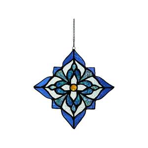 Decorativo mano-impreso vidriera ventana Sun Catcher/Roundel en un diseño de tetas azules