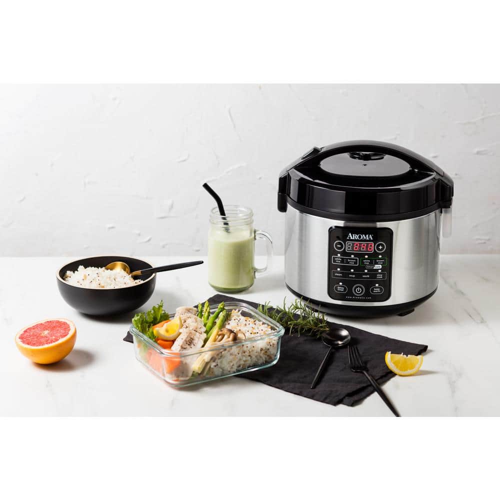 Stainless Steel 20-Cup Electric Rice Cooker with Steamer