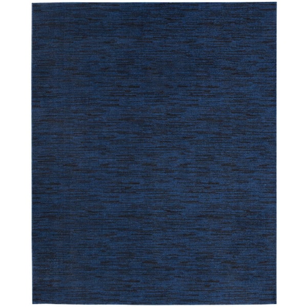Nourison Essentials 10 ft. x 14 ft. Midnight Blue Solid Contemporary Indoor/Outdoor Patio Area Rug