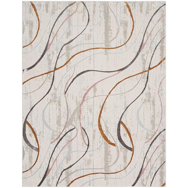 Nourison Glam Ivory/Multi 8 ft. x 10 ft. Abstract Contemporary Area Rug