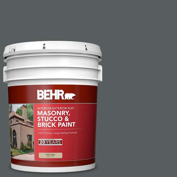 BEHR 5 gal. #N500-6 Graphic Charcoal Flat Interior/Exterior Masonry, Stucco and Brick Paint