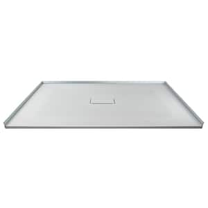 Zero Threshold 51 in. L x 40 in. W Customizable Threshold Alcove Shower Pan Base with Center Drain in Grey