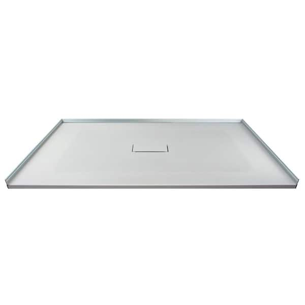 Transolid Zero Threshold 51 in. L x 40 in. W Customizable Threshold Alcove Shower Pan Base with Center Drain in Grey