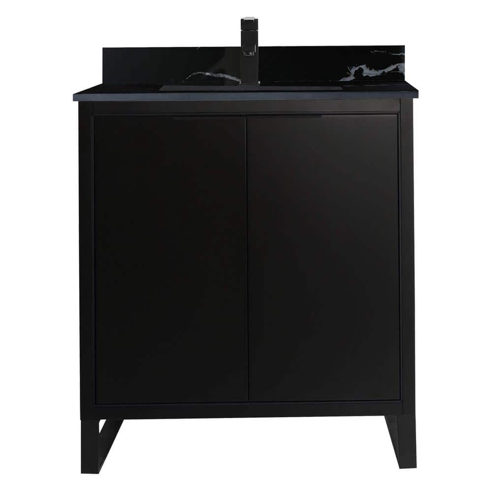 Opulence 30 in. W x 18 in. D x 33.5 in. H Bath Vanity in Black Matte with Black Marble Single sink Top price history on PriceWatchPro