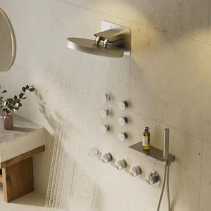 Module Switch 15-Spray 12.6 in. Dual Wall Mount Fixed and Handheld Shower Head 2.5 GPM in Brushed Nickel Include