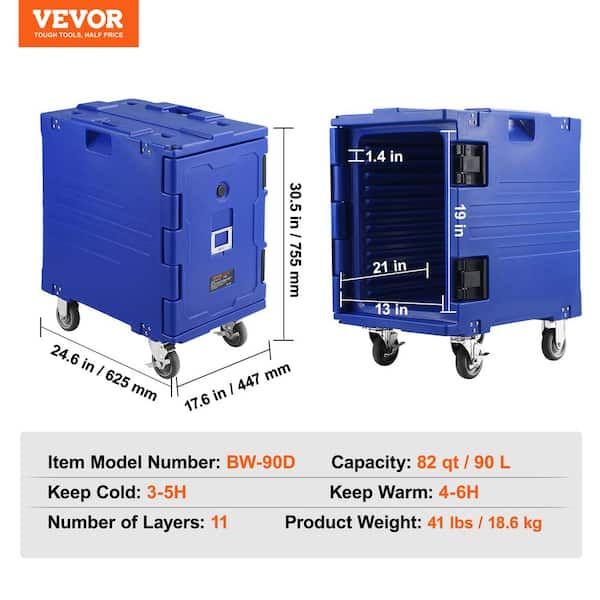 VEVOR Insulated Food Pan Carrier 82 Qt. Hot Box for Catering Food