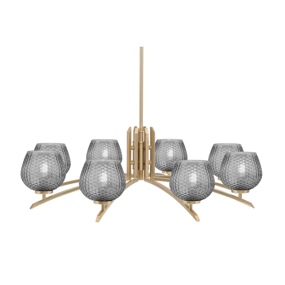 Siena 36 in. 8-Light New Age Brass Chandelier with 6 in. Smoke Textured Gla
