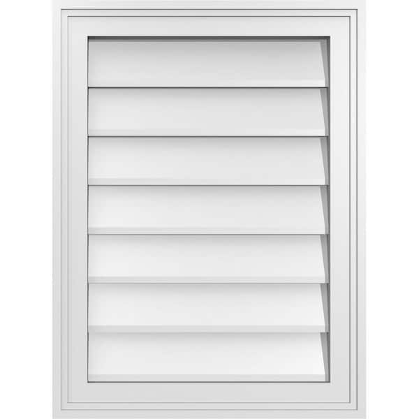 Ekena Millwork 18" x 24" Vertical Surface Mount PVC Gable Vent: Non-Functional with Brickmould Frame