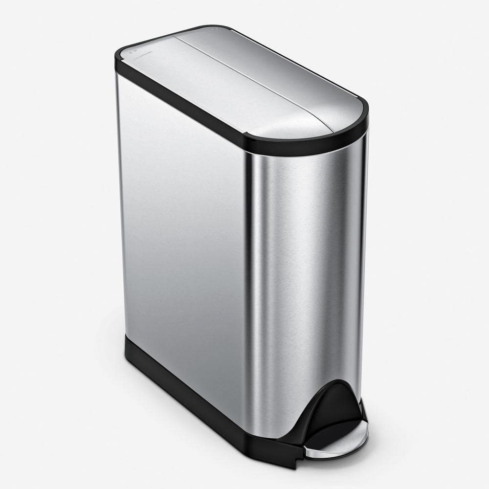 simplehuman 40 Liter Butterfly Step Recycling Trash Can, Brushed Stainless Steel