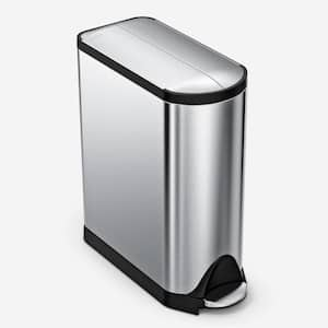 40 Liter Butterfly Step Recycling Trash Can, Brushed Stainless Steel