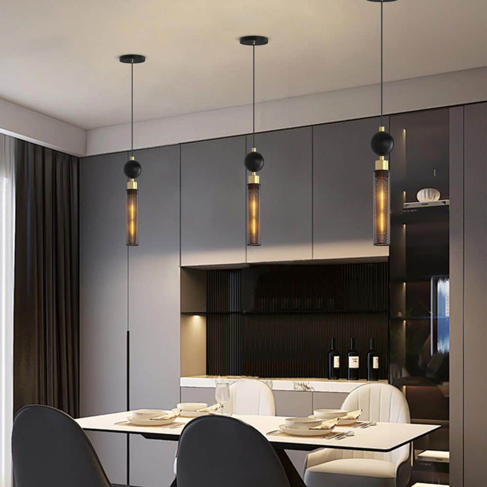 60-Watt 1-light Black Wrought Iron Pendant Light Hanging Lighting with Metal Mesh Shade, No Bulbs Included (Set of 3) price history on PriceWatchPro