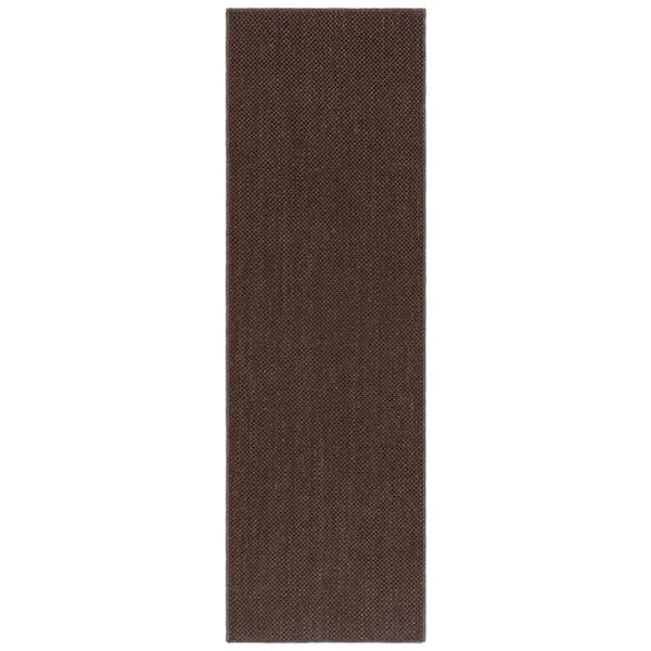 Natural Fiber 3 ft. x 6 ft. Brown/Brown Solid Color Modern Runner Rug