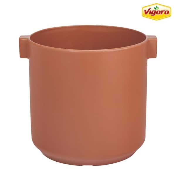 Vigoro 16 in. Alhambra Large Brown Plastic Planter (16 in. D x 14.8 in. H)