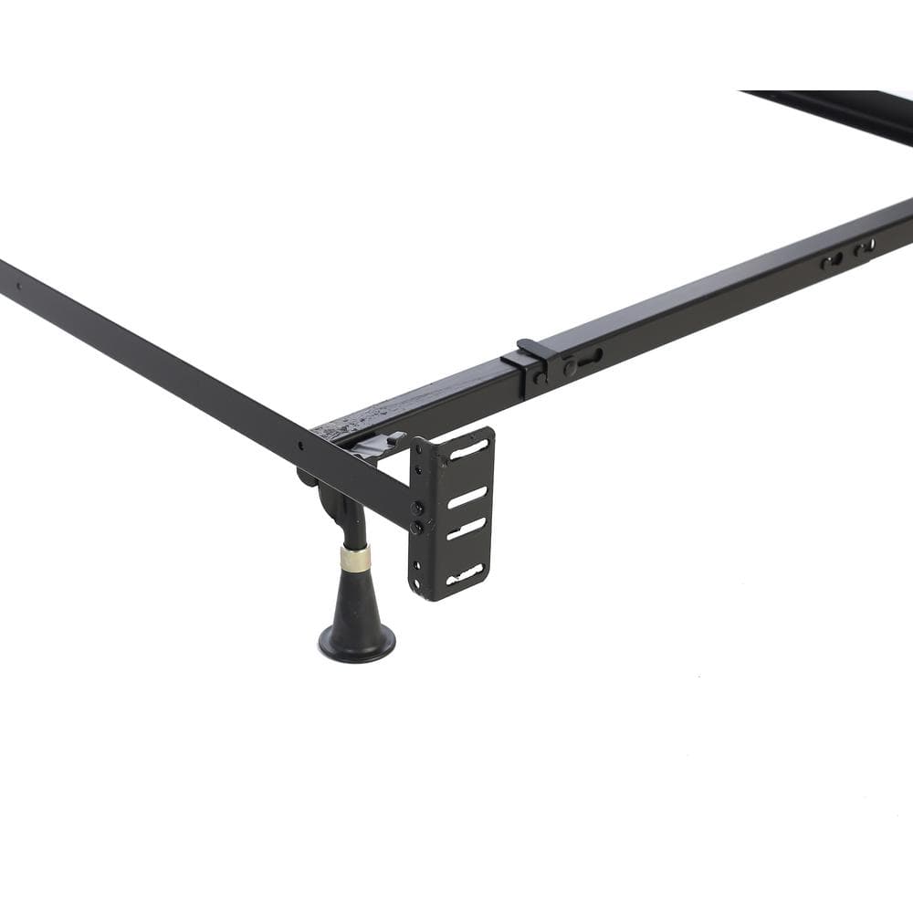 Adjustable Black Metal Full/Double Bed Frame with Headboard Attachment