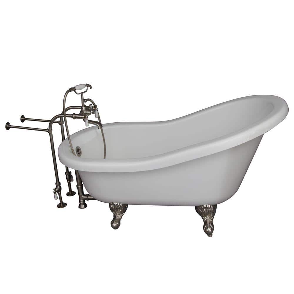 Elegant 60" White Acrylic Clawfoot Soaker Tub with Smooth Finish