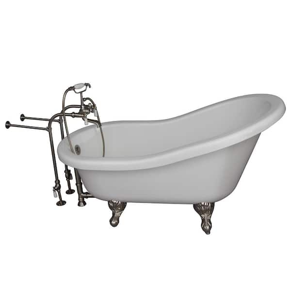 Barclay Products 5 ft. Acrylic Ball and Claw Feet Slipper Tub in White with Brushed Nickel Accessories