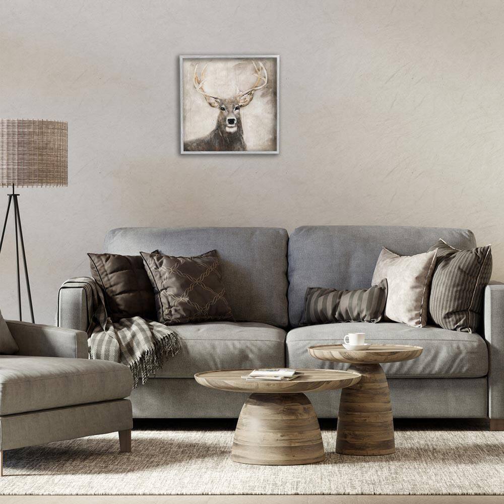 Gazing Deer in Neutrals by Sally Swatland Gray Framed Animal Giclee Art Print 17 in. x 17 in. price history on PriceWatchPro
