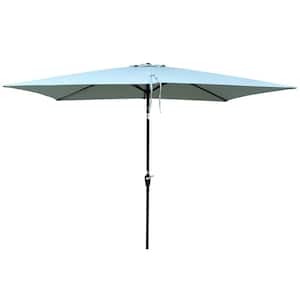 6ft. x 9 ft. Steel Patio Umbrella, Outdoor Waterproof Umbrella with Crank and Push Button Tilt for Backyard-Frosty Green